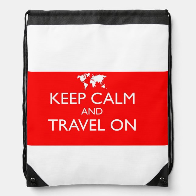 Keep Calm and Travel On Drawstring Sling Bag (Front)