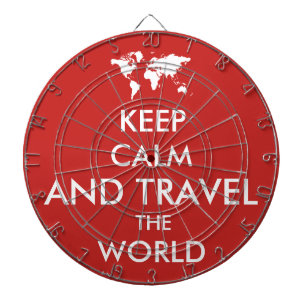Keep calm and travel the world dart board