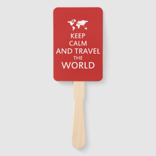 Keep calm and travel the world hand fan