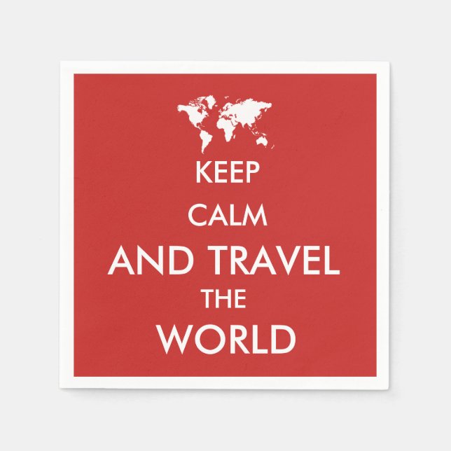 Keep calm and travel the world napkins (Front)
