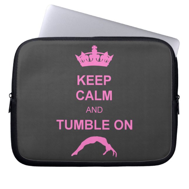 Keep calm and tumble gymnast laptop sleeve (Front)