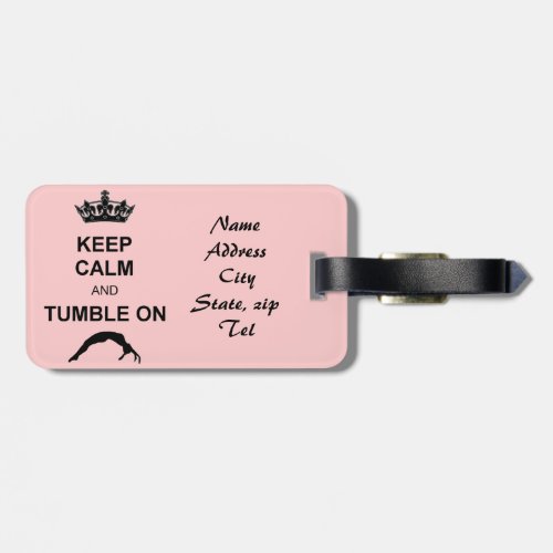 Keep calm and tumble gymnast luggage tag
