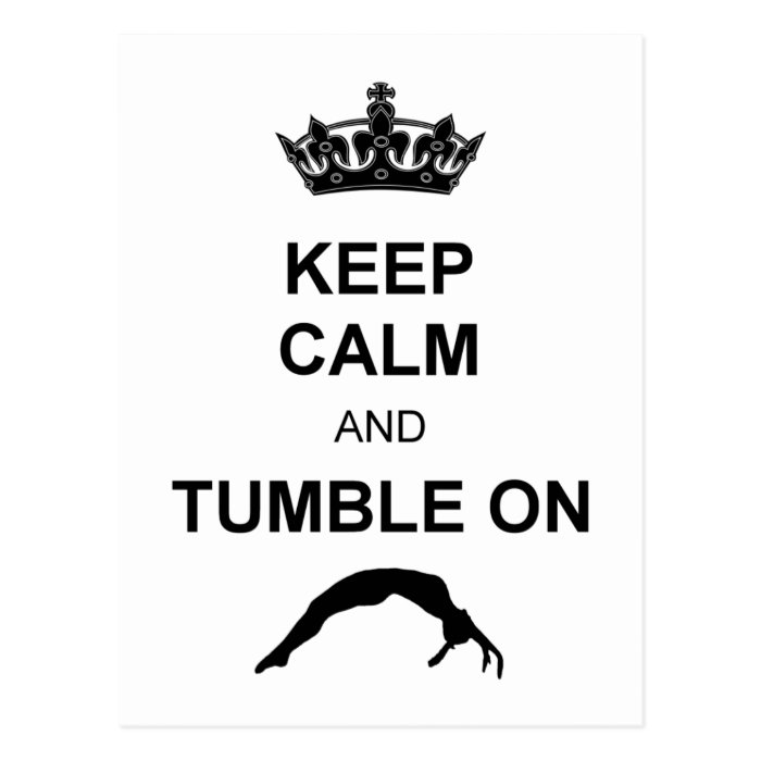 Keep calm and tumble gymnast postcards