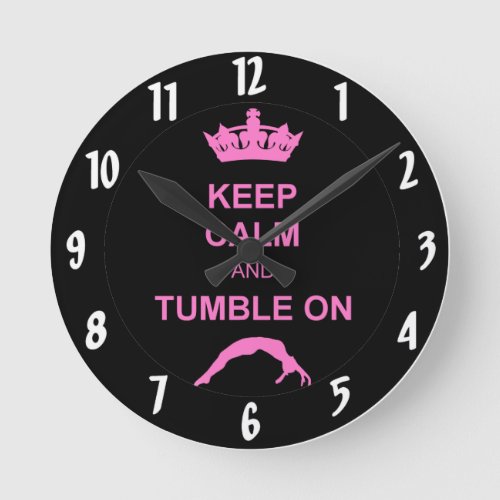 Keep calm and tumble gymnast round clock
