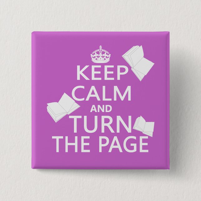 Keep Calm and Turn The Page Button (Front)