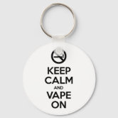 Keep Calm and Vape On Keychain, Adult Unisex, Size: 2", Black/White