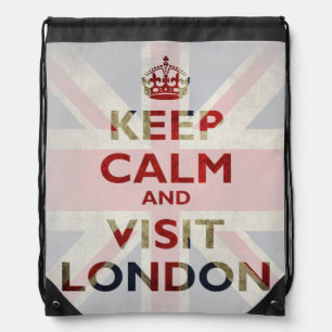 Keep Calm and Visit London Union Jack Drawstring Bag