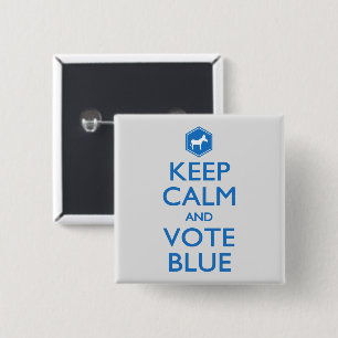 Keep Calm and Vote Blue Button