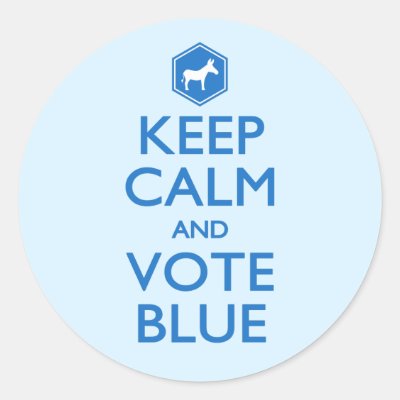 Keep Calm and Vote Blue Classic Round Sticker