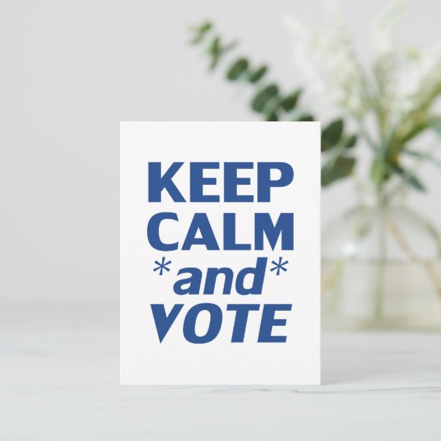 keep calm and vote blue modern typography democrat postcard (Standing Front)
