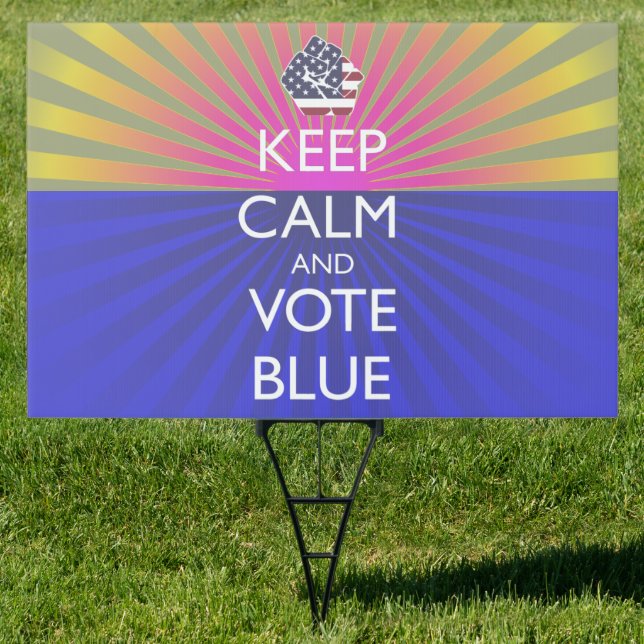 Keep Calm and Vote Blue Sign (Insitu)