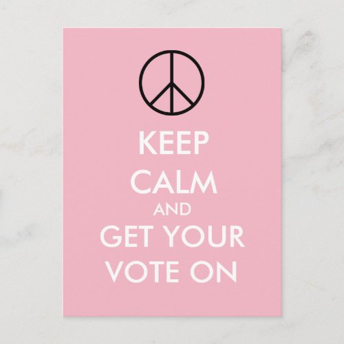 Keep Calm And VOTE Custom Pink Postcards