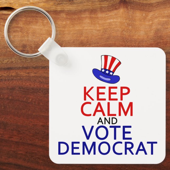 Keep Calm and Vote Democrat Funny Political Keychain (Front)