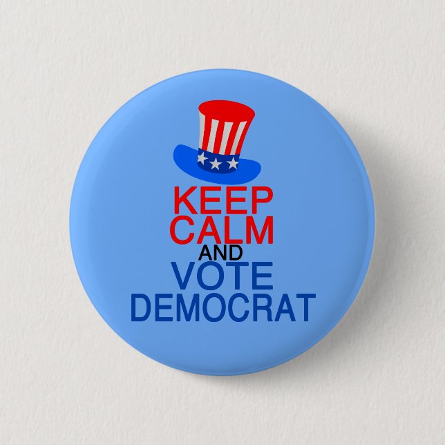 Keep Calm and Vote Democrat Pinback Button (Front)