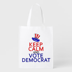 Keep Calm and Vote Democrat Reusable Grocery Bag