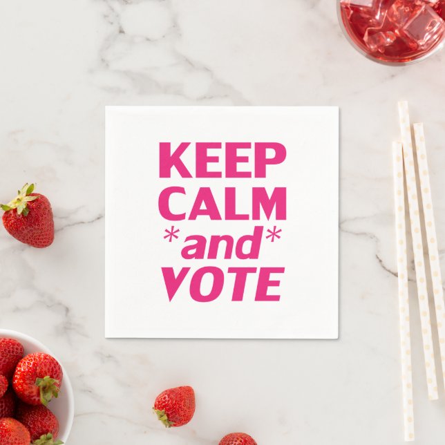 keep calm and vote hot pink modern typography napkins (Insitu)