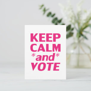 keep calm and vote hot pink modern typography postcard