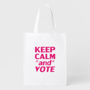 keep calm and vote modern hot pink typography grocery bag