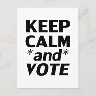 Keep calm and vote modern typography black white postcard