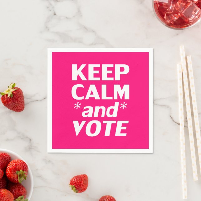 keep calm and vote modern typography hot pink napkins (Insitu)