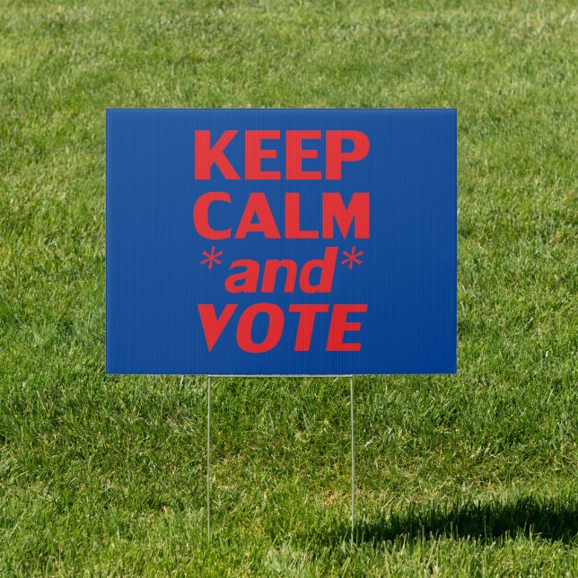 Keep calm and vote modern typography red and blue sign (Insitu)