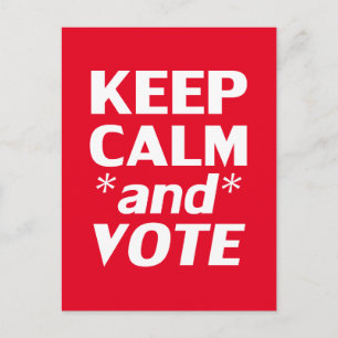 Keep calm and vote modern typography red and white postcard