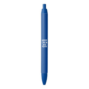 Keep calm and vote modern typography white blue pen