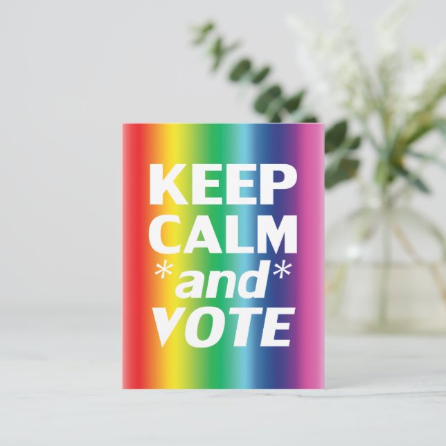 keep calm and vote rainbow gradient lgbt pride postcard (Standing Front)