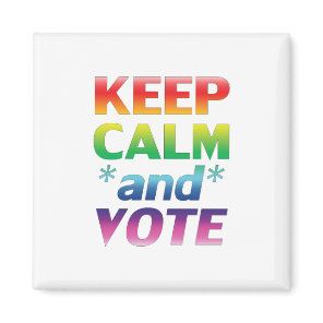 keep calm and vote rainbow gradient typography magnet