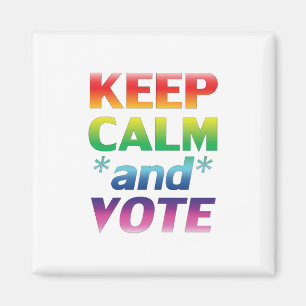 keep calm and vote rainbow gradient typography magnet
