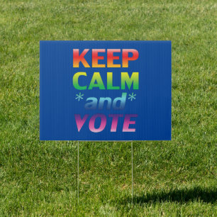 keep calm and vote rainbow typography lgbt blue sign