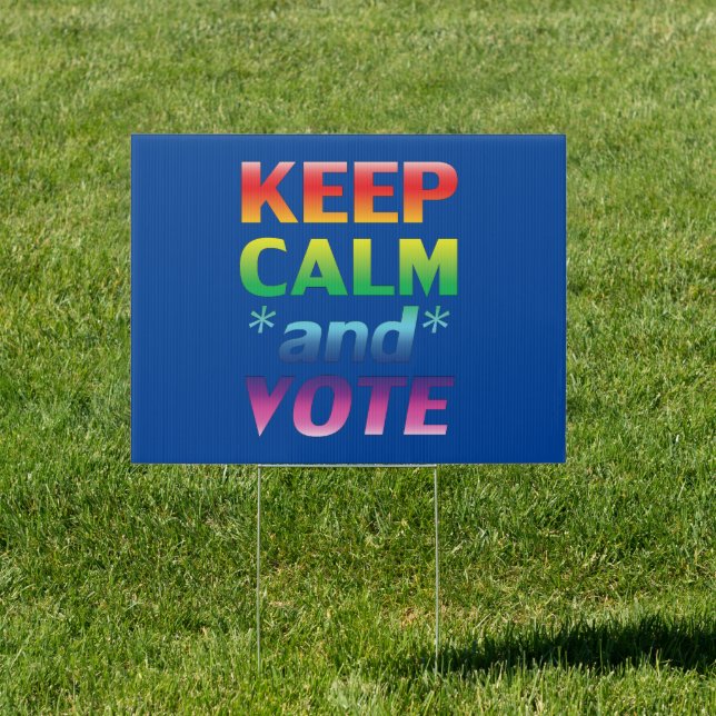 keep calm and vote rainbow typography lgbt blue sign (Insitu)