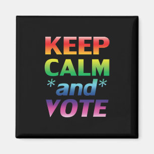 keep calm and vote rainbow typography pride black magnet