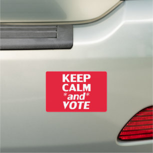Keep calm and vote red and white modern typography car magnet