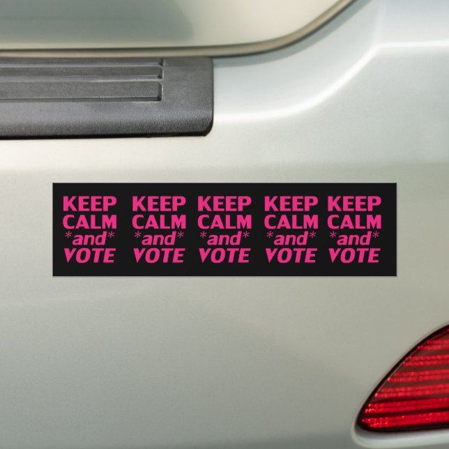 keep calm and vote typography modern pink black bumper sticker (On Car)