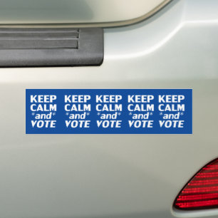 Keep calm and vote typography modern white blue bumper sticker