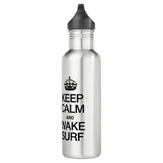 KEEP CALM AND WAKE SURF STAINLESS STEEL WATER BOTTLE