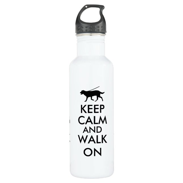 Keep Calm and Walk On Dog Walking Labrador Water Bottle (Front)