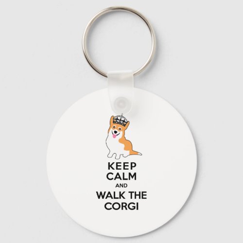 Keep Calm and Walk the Corgi Cute Dog Keychain