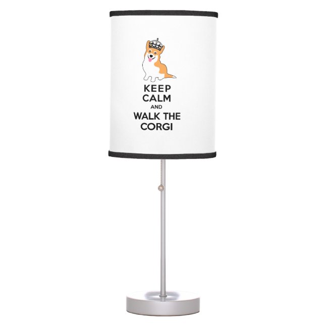 Keep Calm and Walk the Corgi Cute Dog Table Lamp (Front)