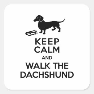 Keep Calm and Walk the Dachshund - Cute Doxie Square Sticker