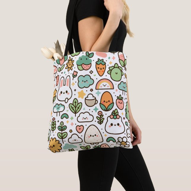 Keep Calm and Wander On Pattern Tote Bag (Close Up)