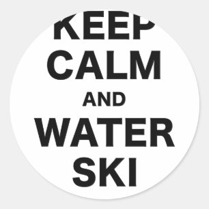 Keep Calm and Water Ski Classic Round Sticker