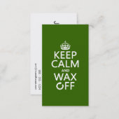 Keep Calm and Wax Off (any background color) Business Card (Front/Back)