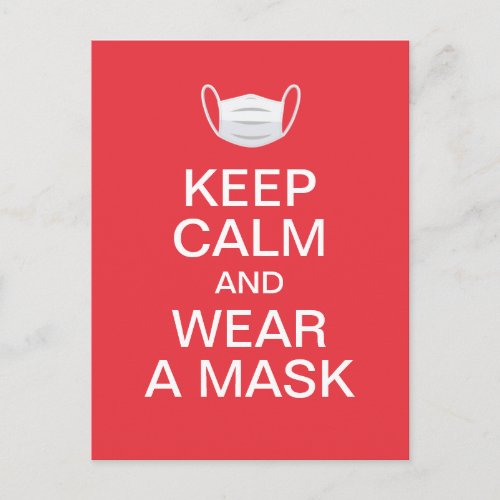 Keep calm and wear a mask postcard