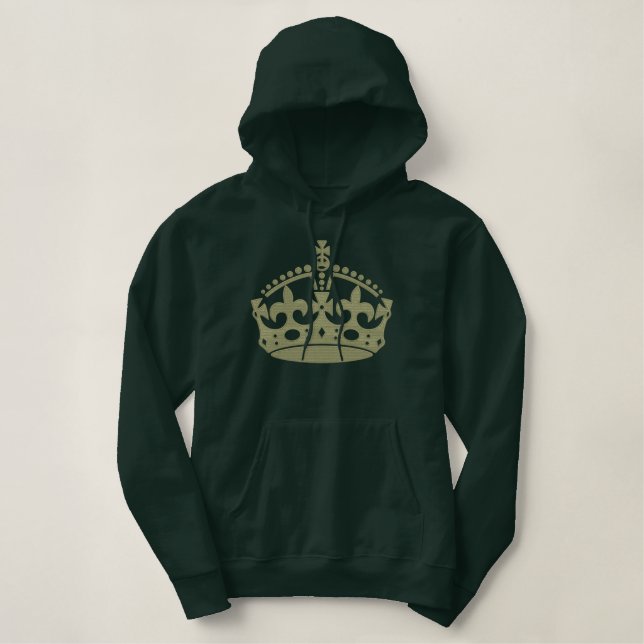 KEEP CALM AND Wear the Crown Embroidery Embroidered Hoodie (Design Front)