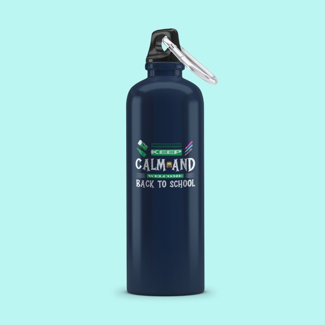 Keep Calm and Welcome back to School Stainless Steel Water Bottle (Creator Uploaded)