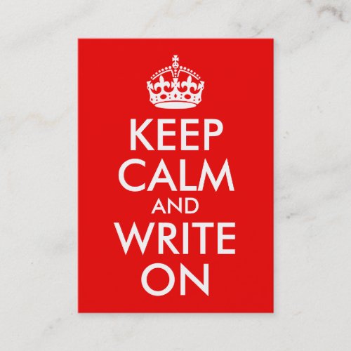 Keep Calm and Write On Business Card