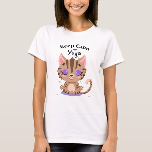 Keep Calm and Yoga CAT T_Shirt