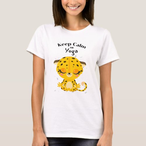 Keep Calm and Yoga Cheetah T_Shirt